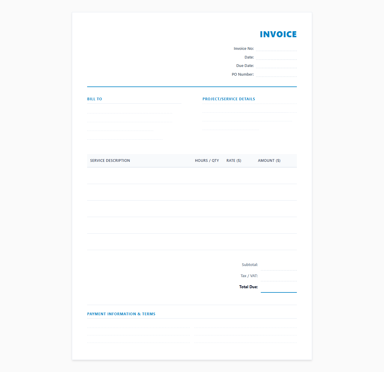 Freelance IT Specialist Billing Template