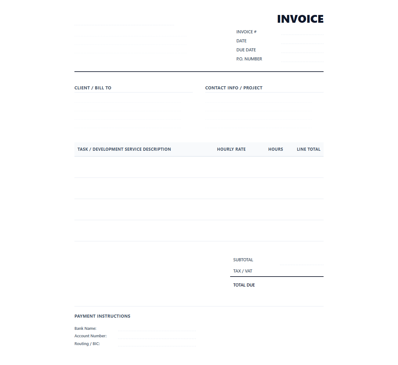 Hourly Software Development Invoice Template