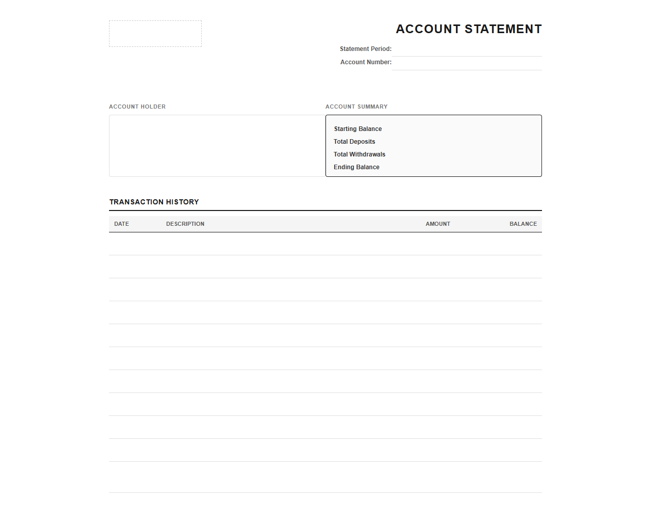 Individual Bank Account Statement Template