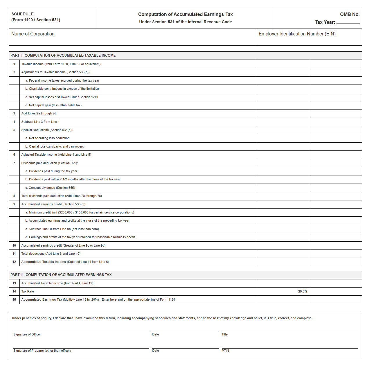 IRS Section 531 Accumulated Earnings Tax Return