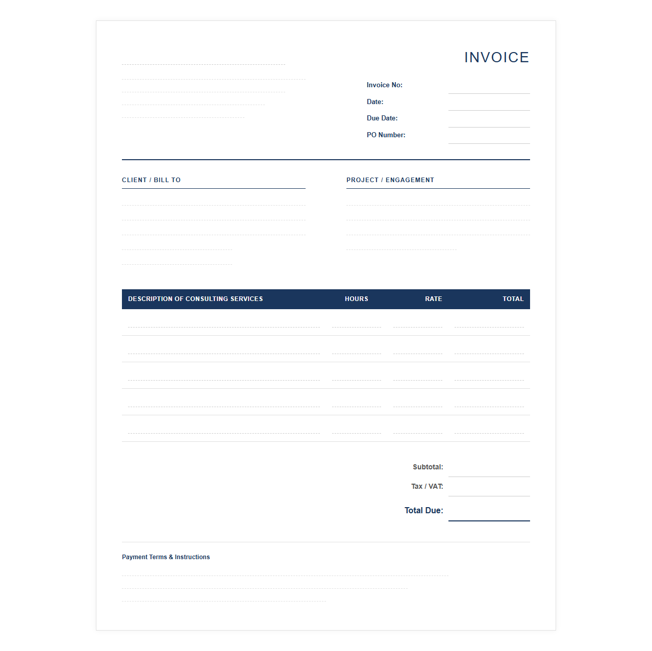 Operations Management Consulting Invoice Template