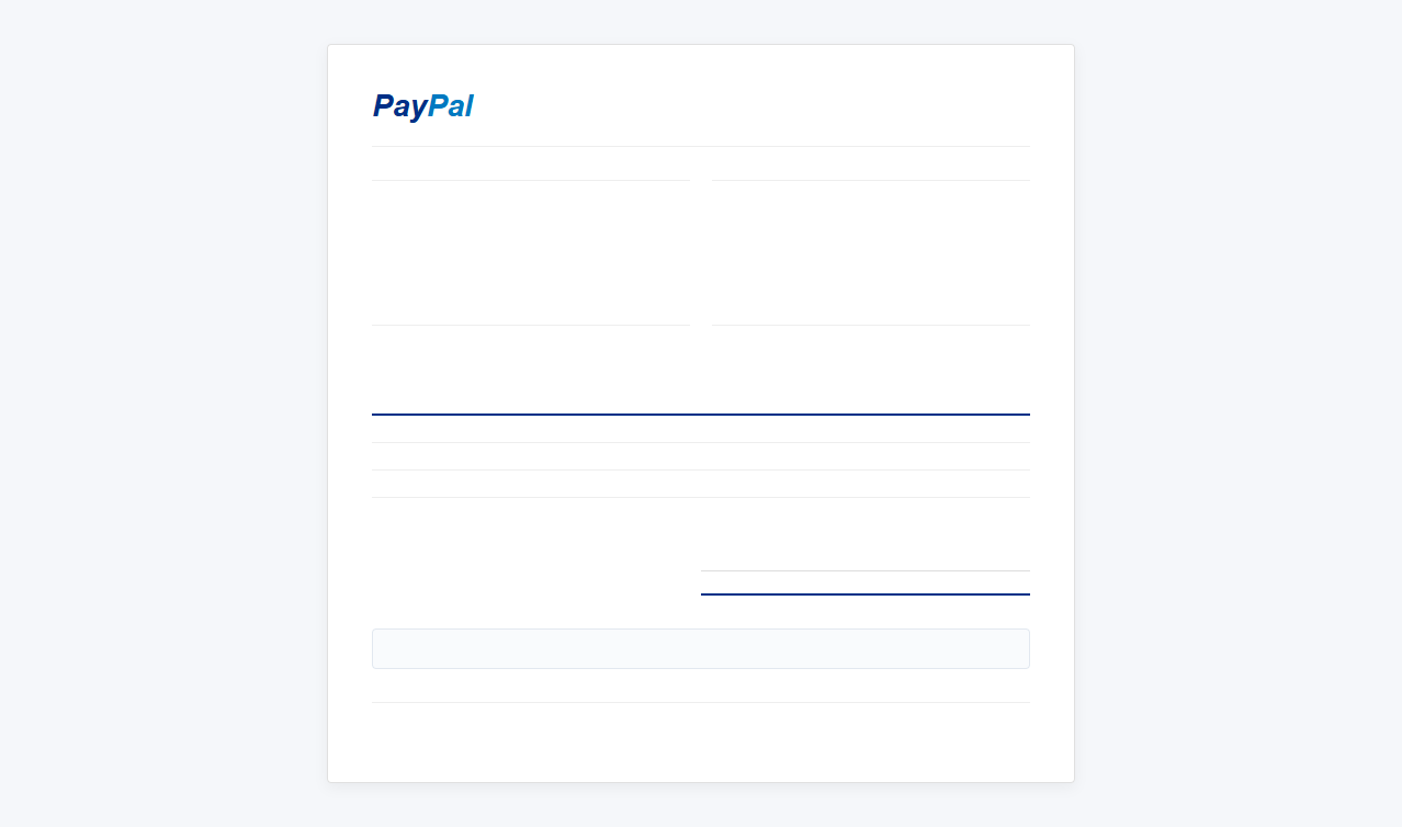 PayPal Payment Receipt Template