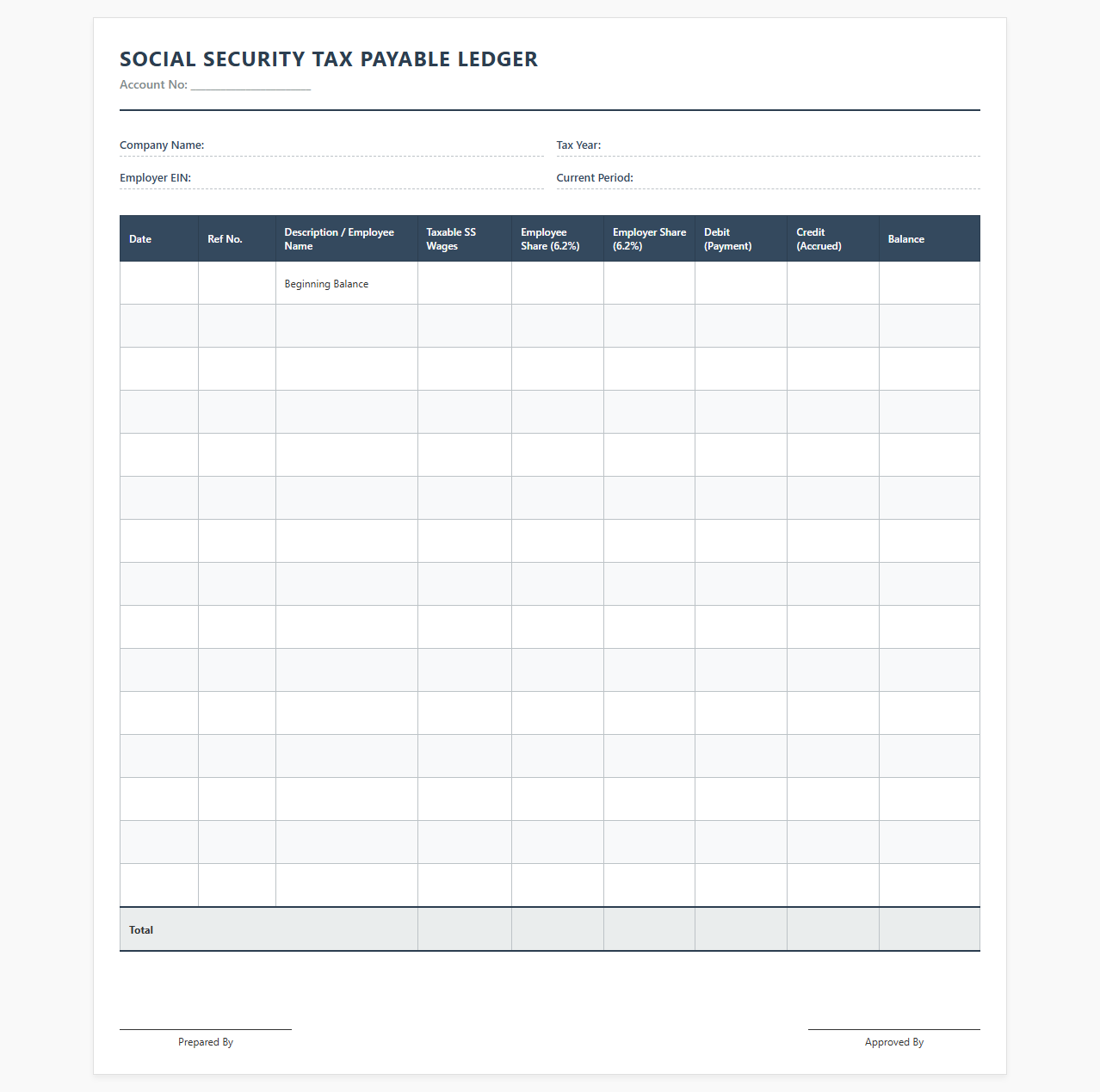 Payroll Social Security Tax Payable Journal