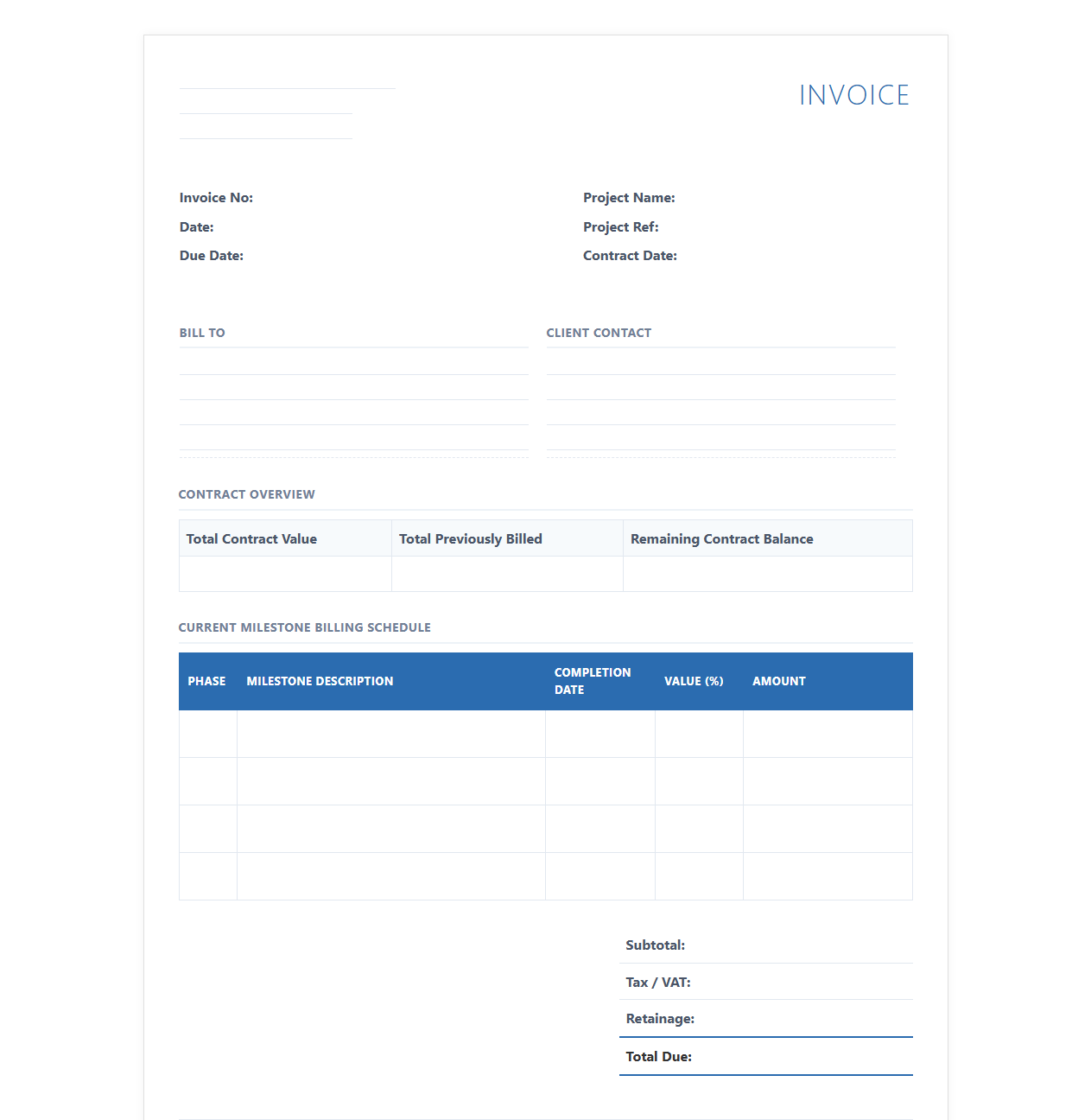 Phase Based Milestone Invoice Template