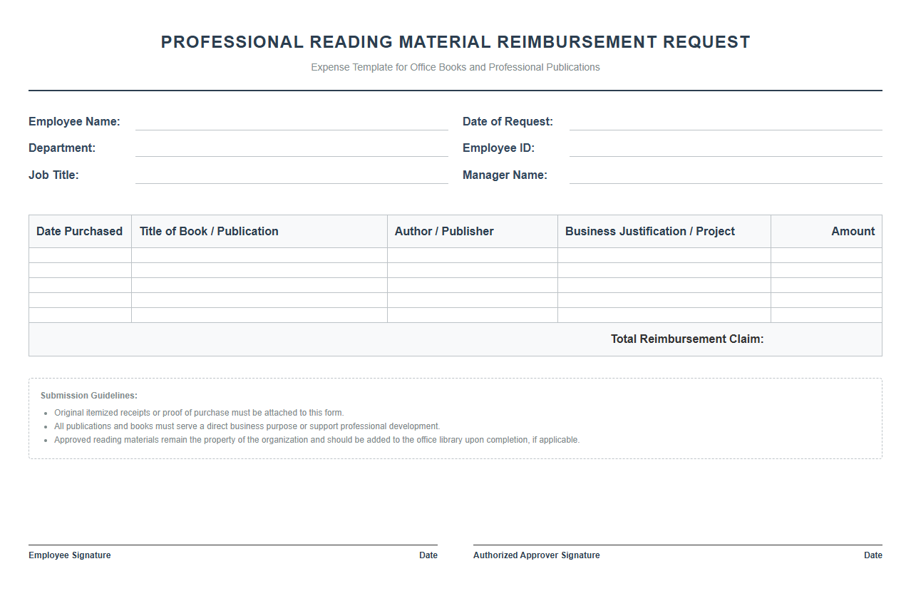 Professional Reading Material Reimbursement Request
