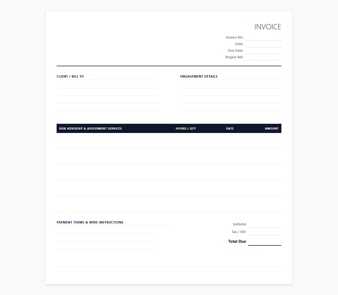 Risk Advisory and Assessment Invoice Template