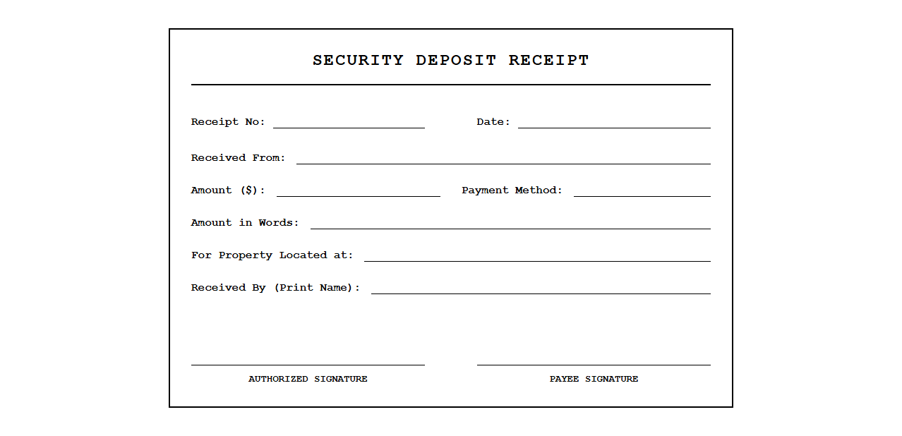 Security Deposit Receipt Document