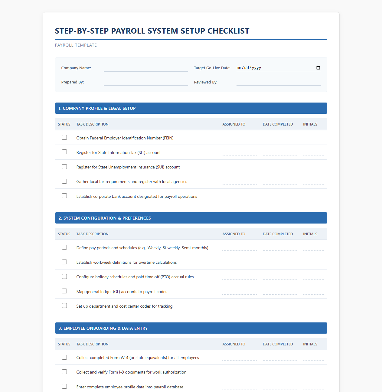 Step-by-Step Payroll System Setup Checklist