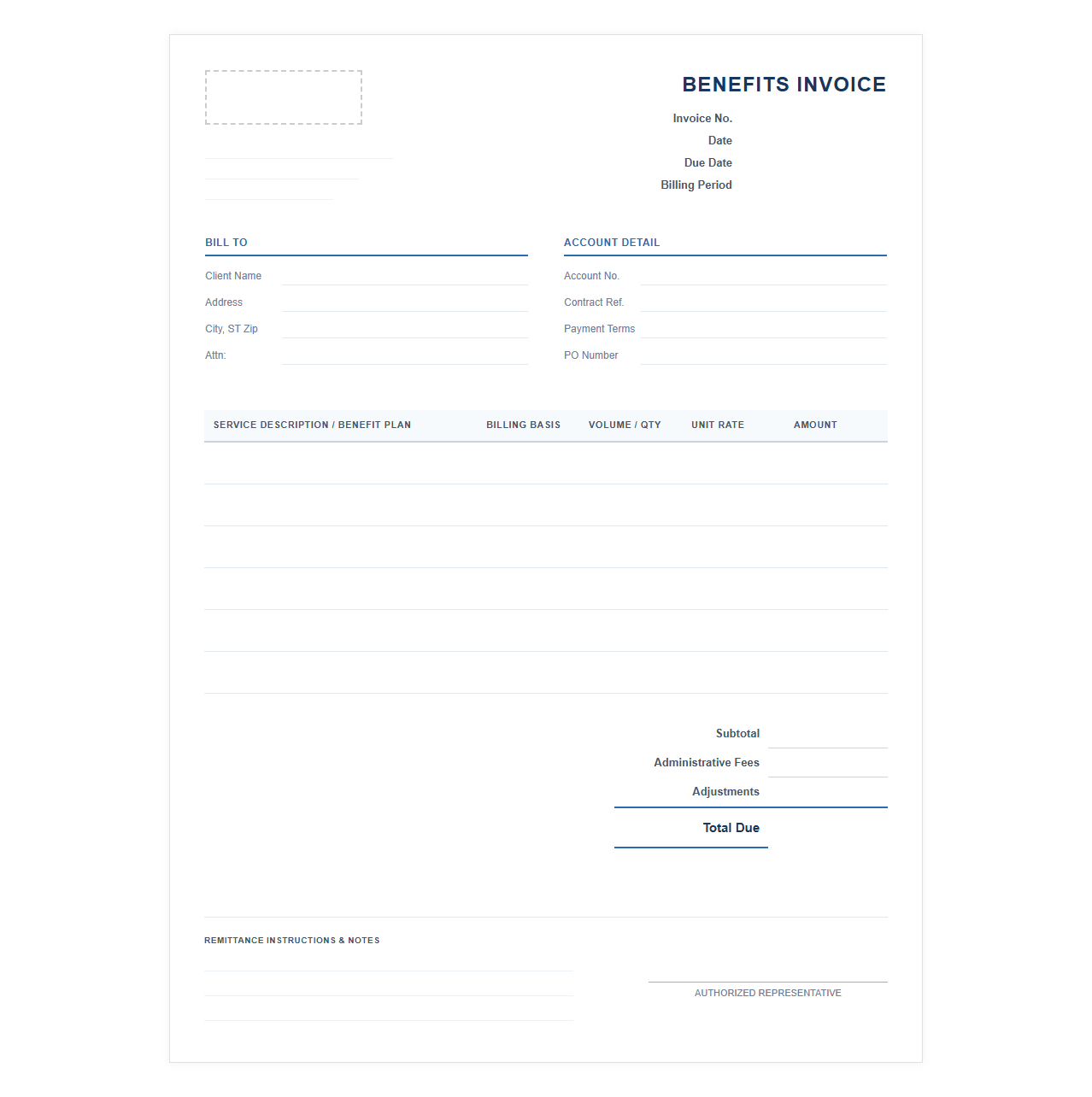 Third-Party Administrator Benefits Invoice Template