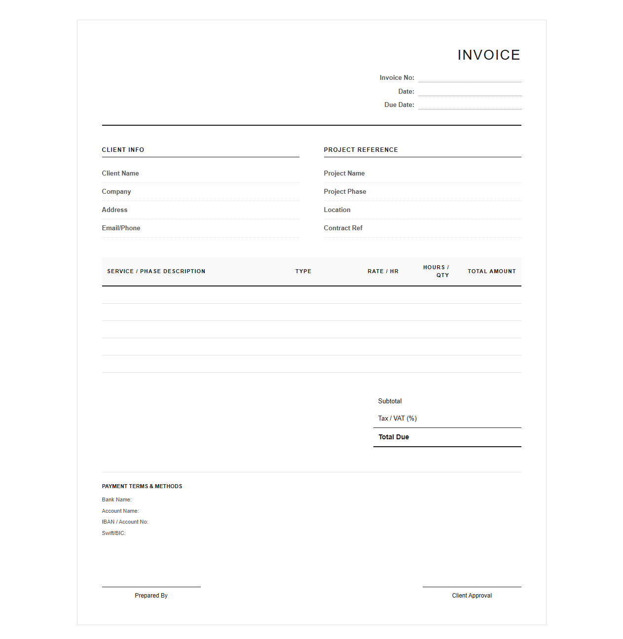 Architectural Consultation and Drafting Invoice Template