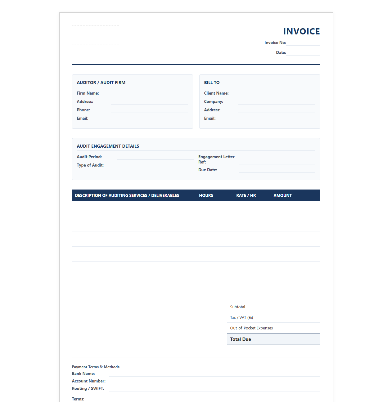 Auditor Fees and Services Invoice