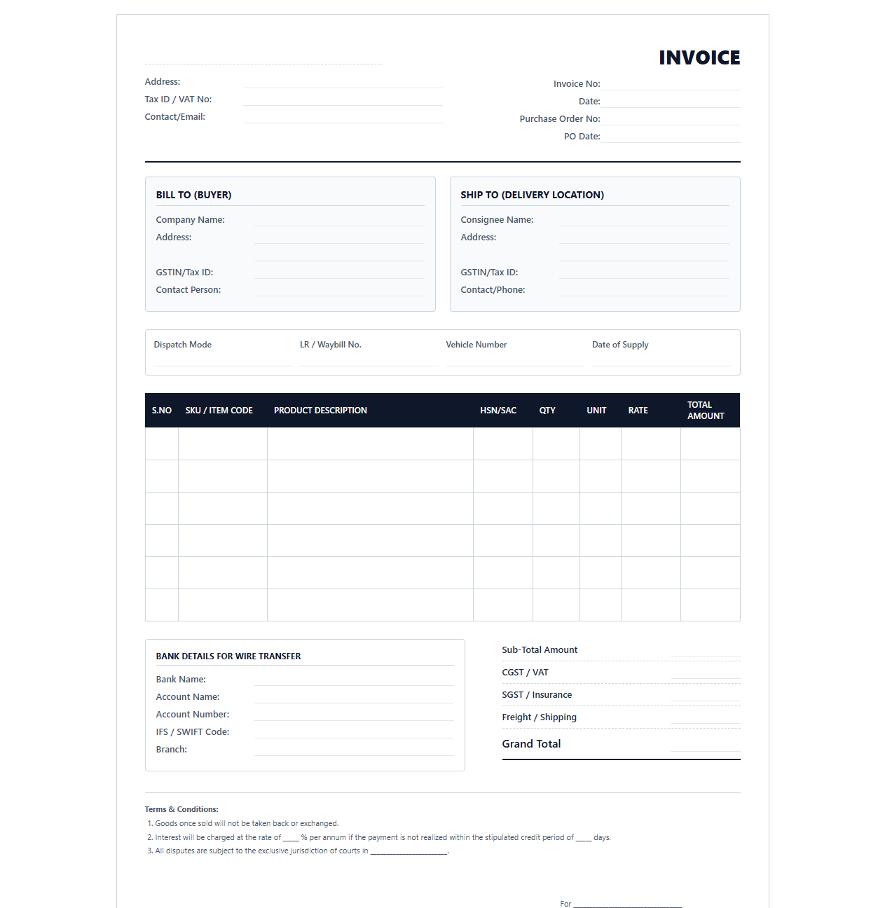 B2B Product Distribution Invoice Template