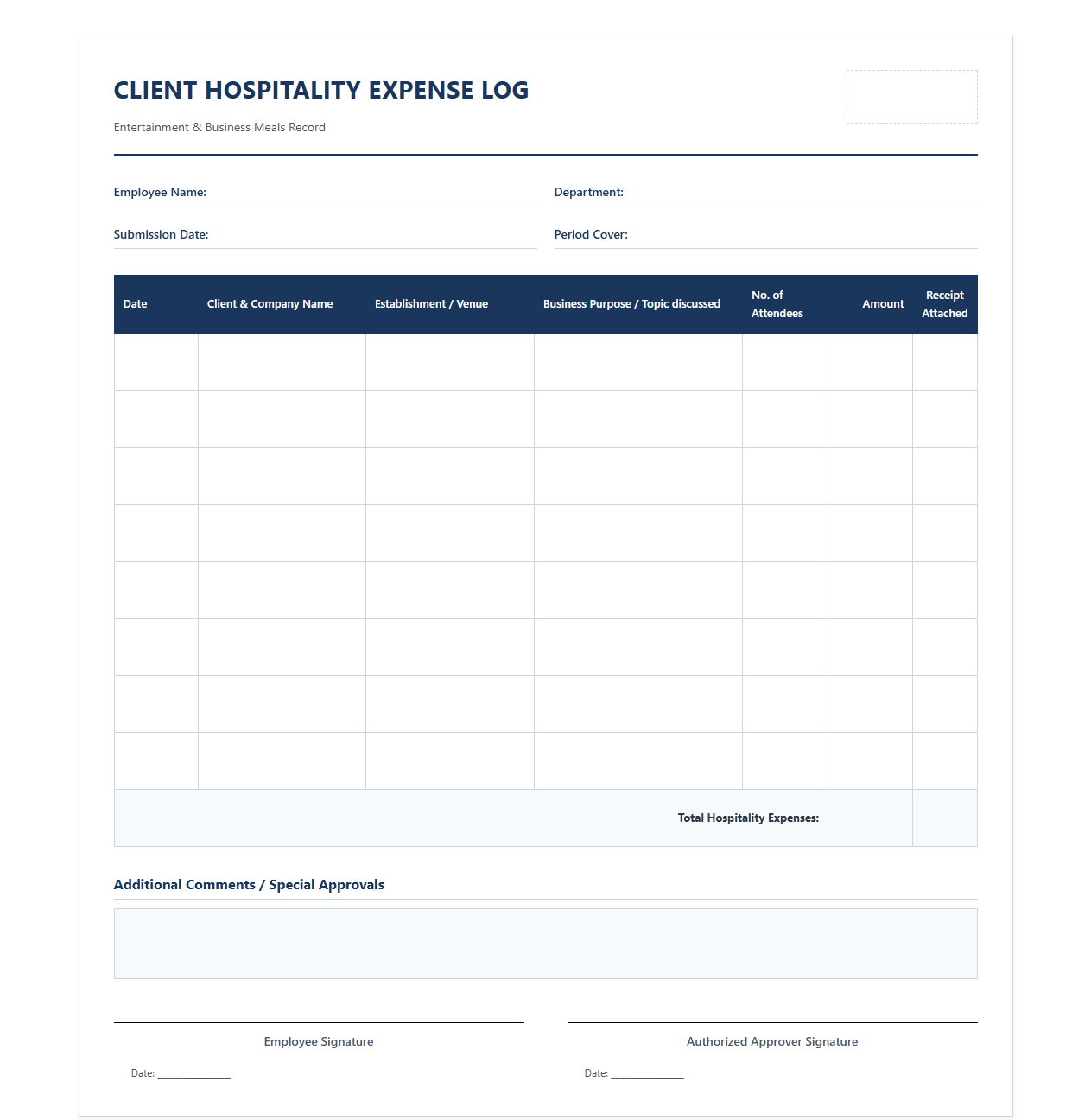 Client Hospitality Expense Log