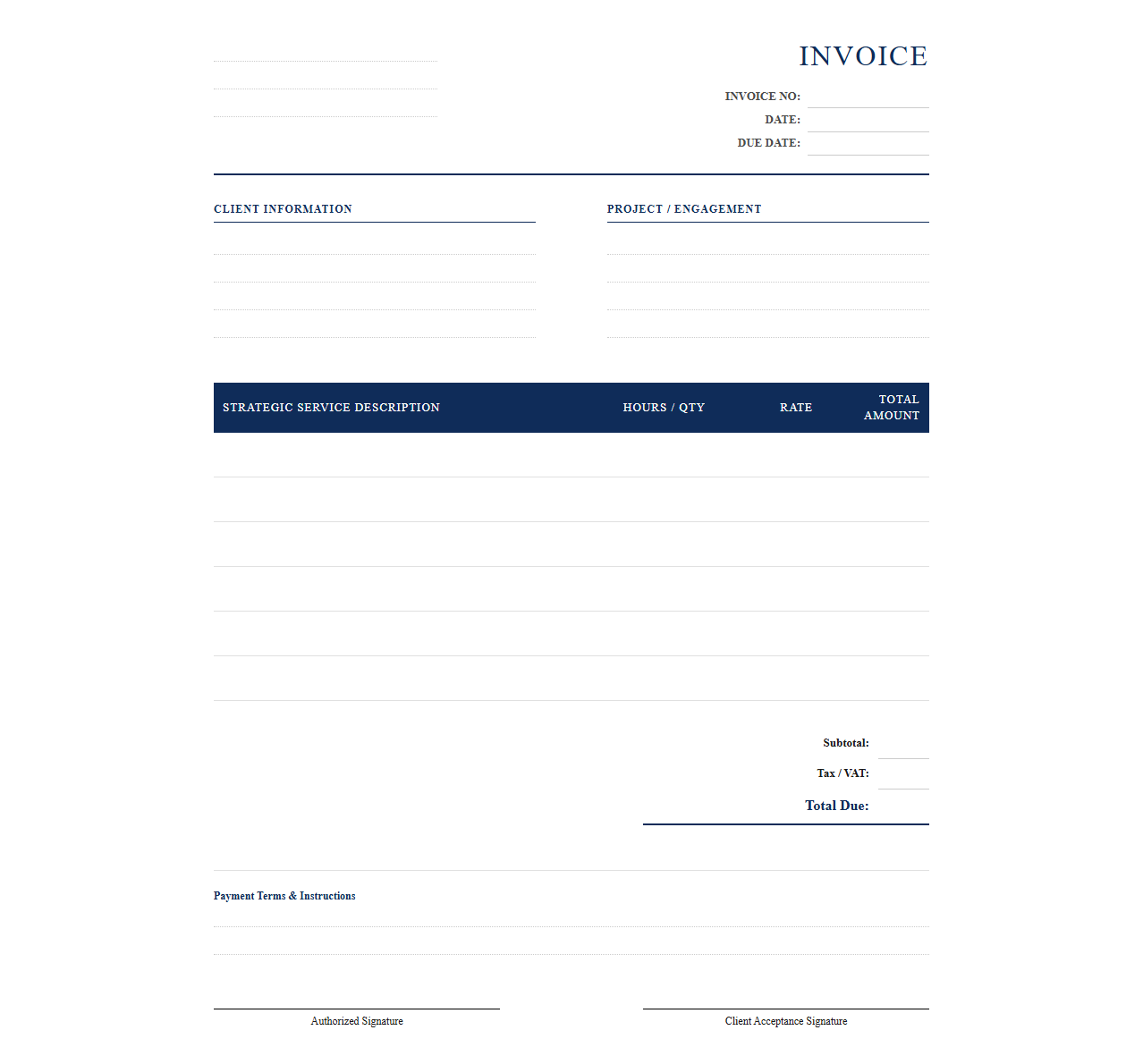 Corporate Strategy Consulting Invoice Template
