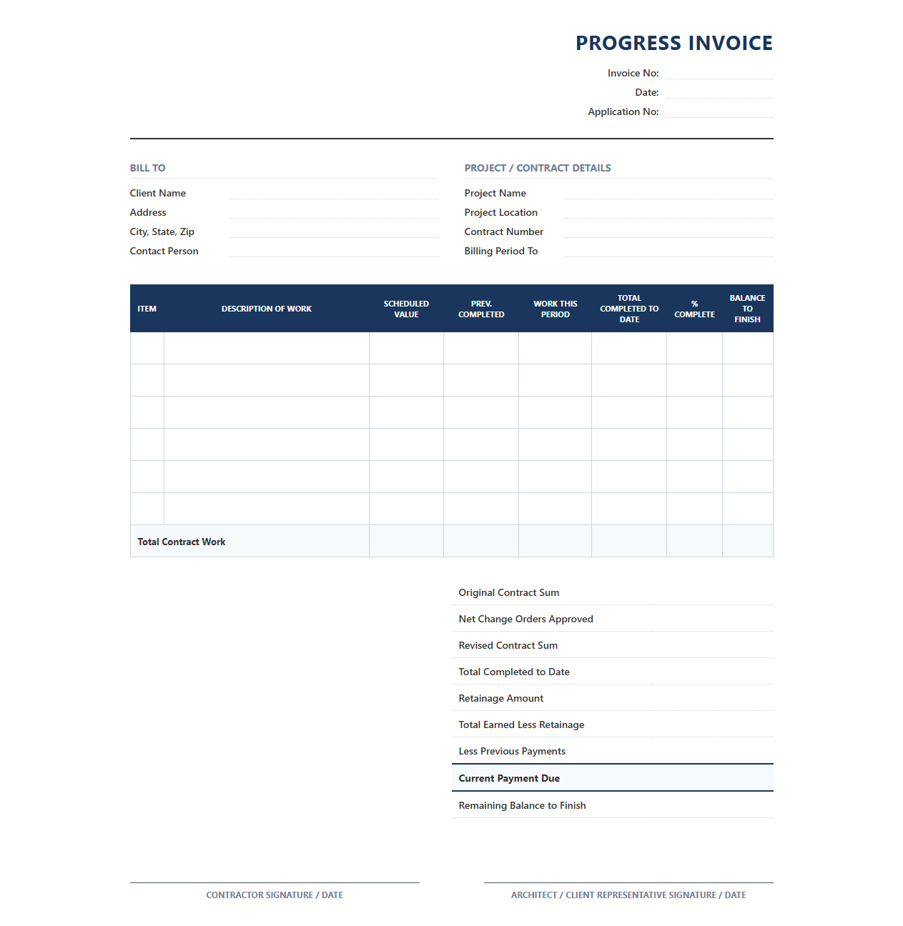 Cumulative Work in Progress Invoice Format