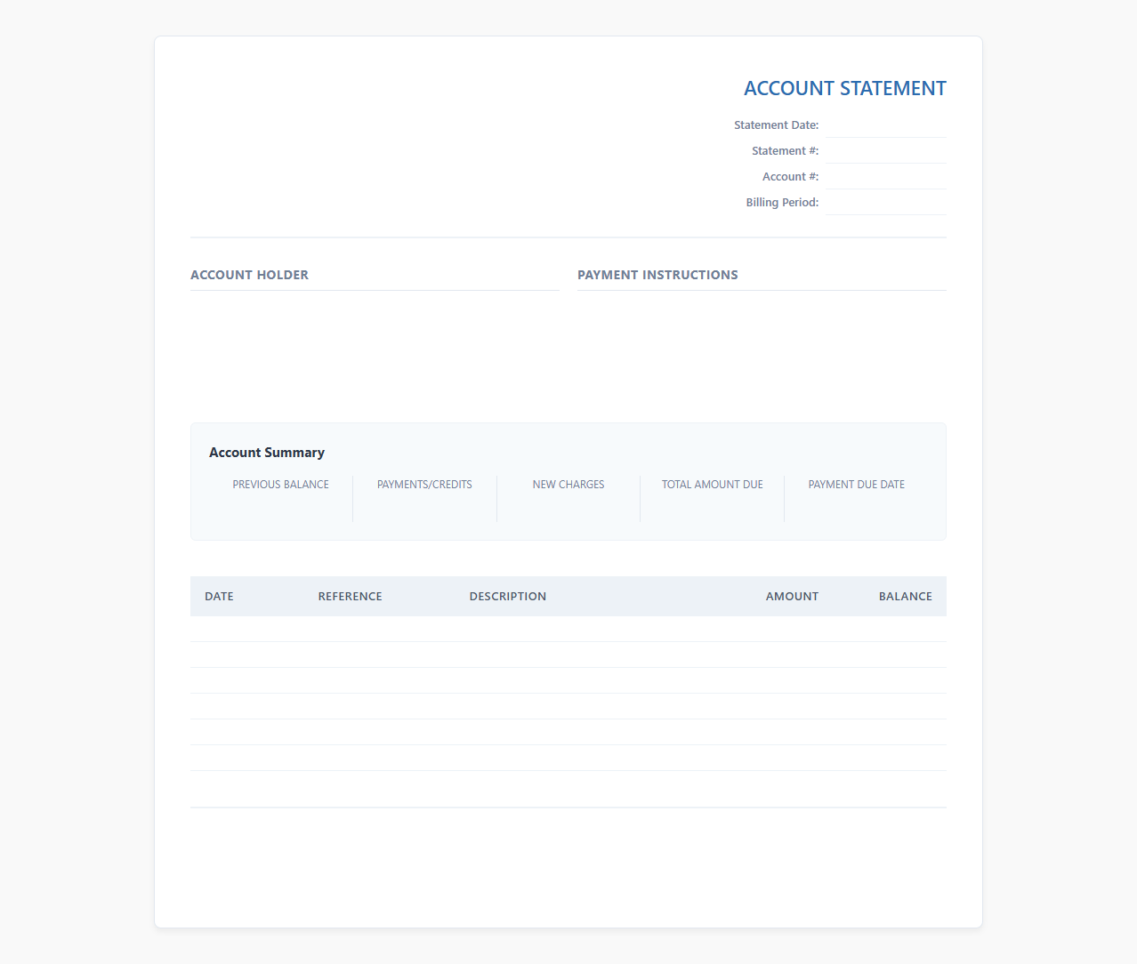 Digital Account Statement Template