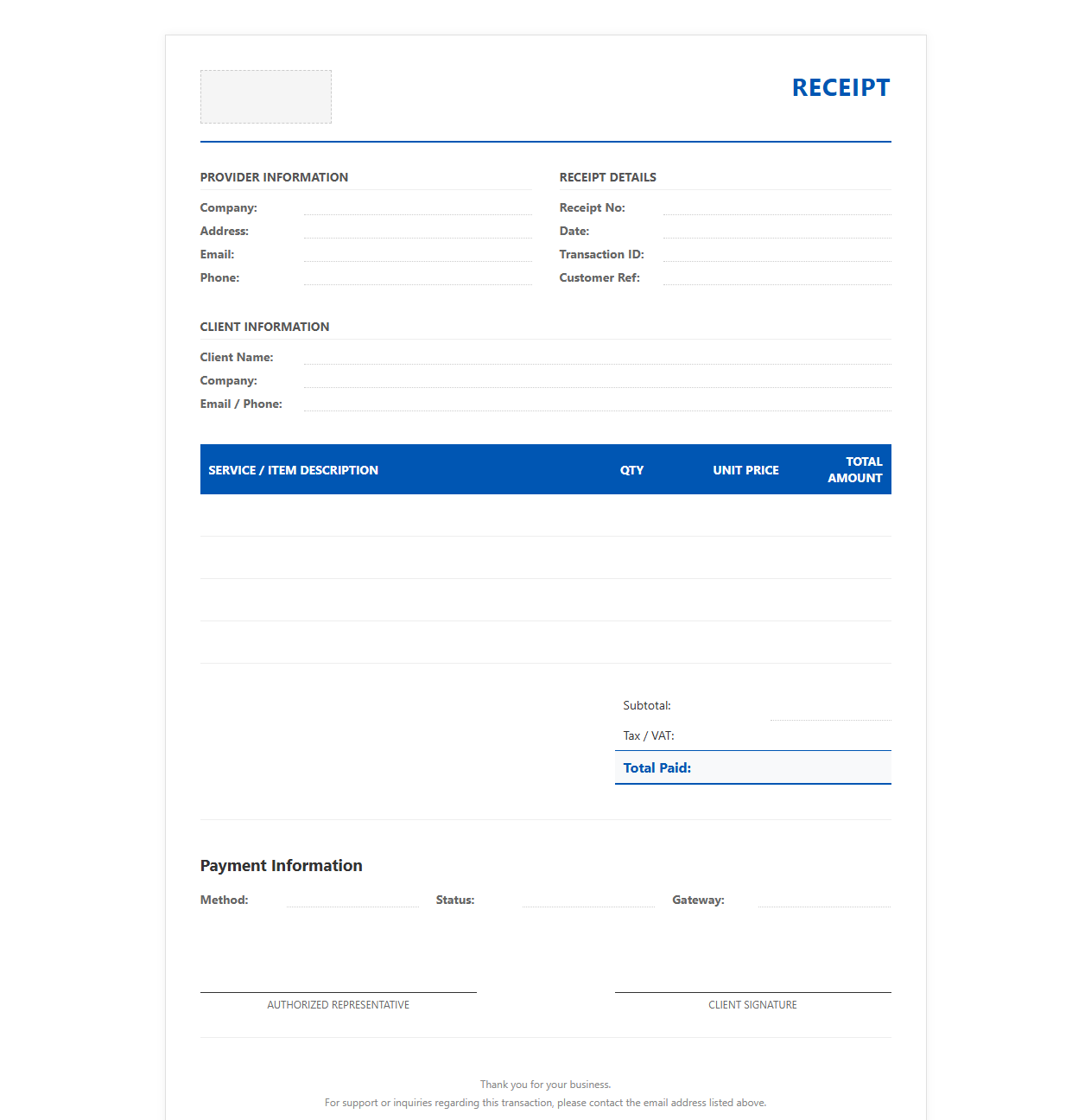 Digital IT Services Transaction Receipt