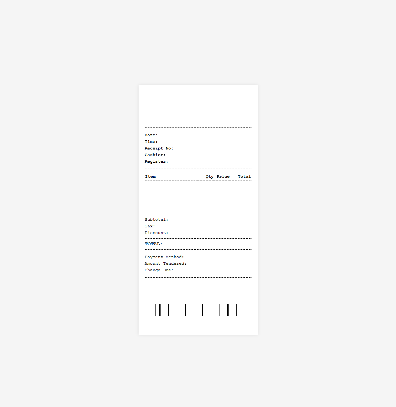 Digital Point of Sale Transaction Receipt