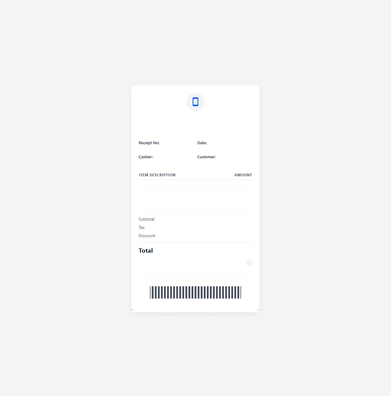 Digital Receipt Template for Mobile Merchants