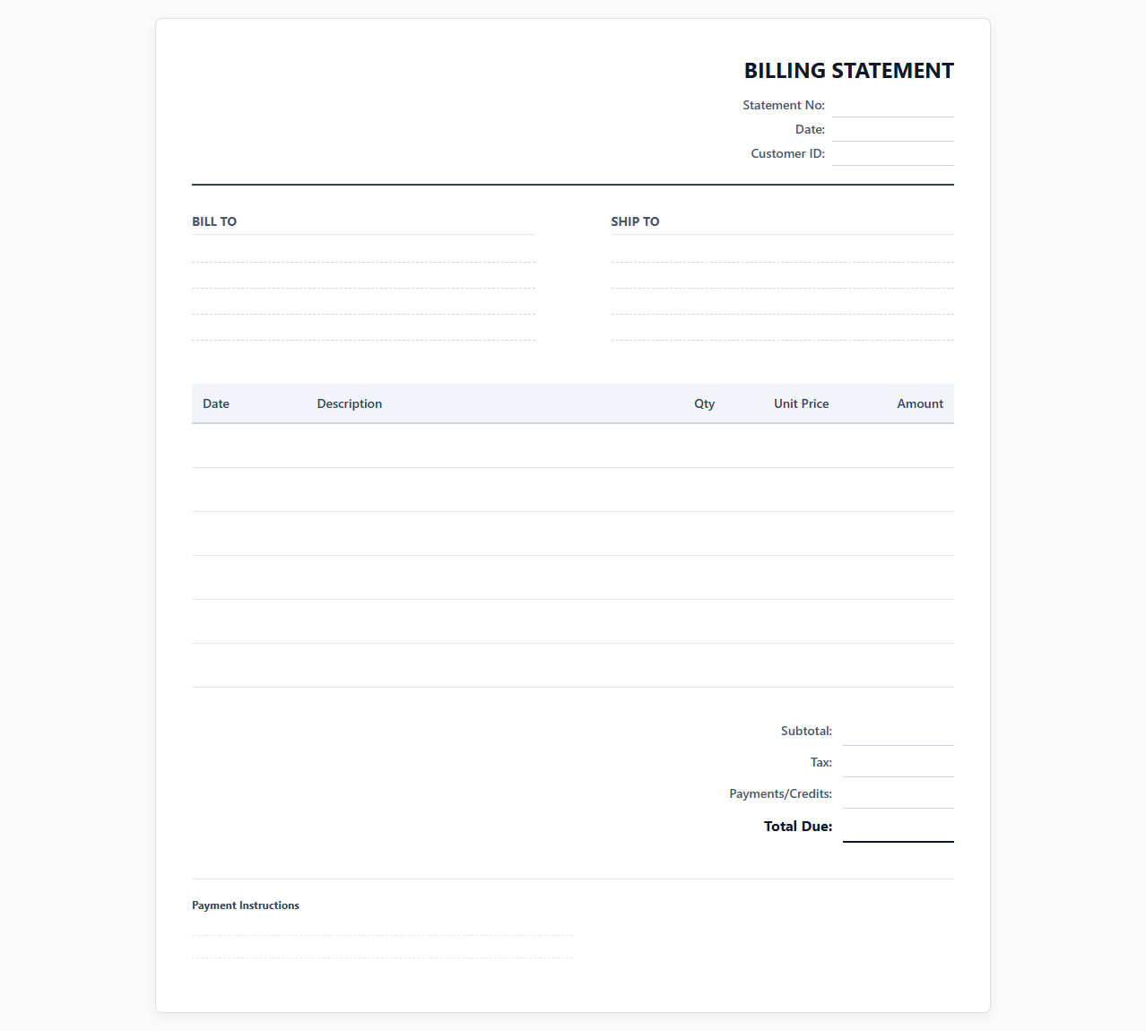 Electronic Invoice Statement Template