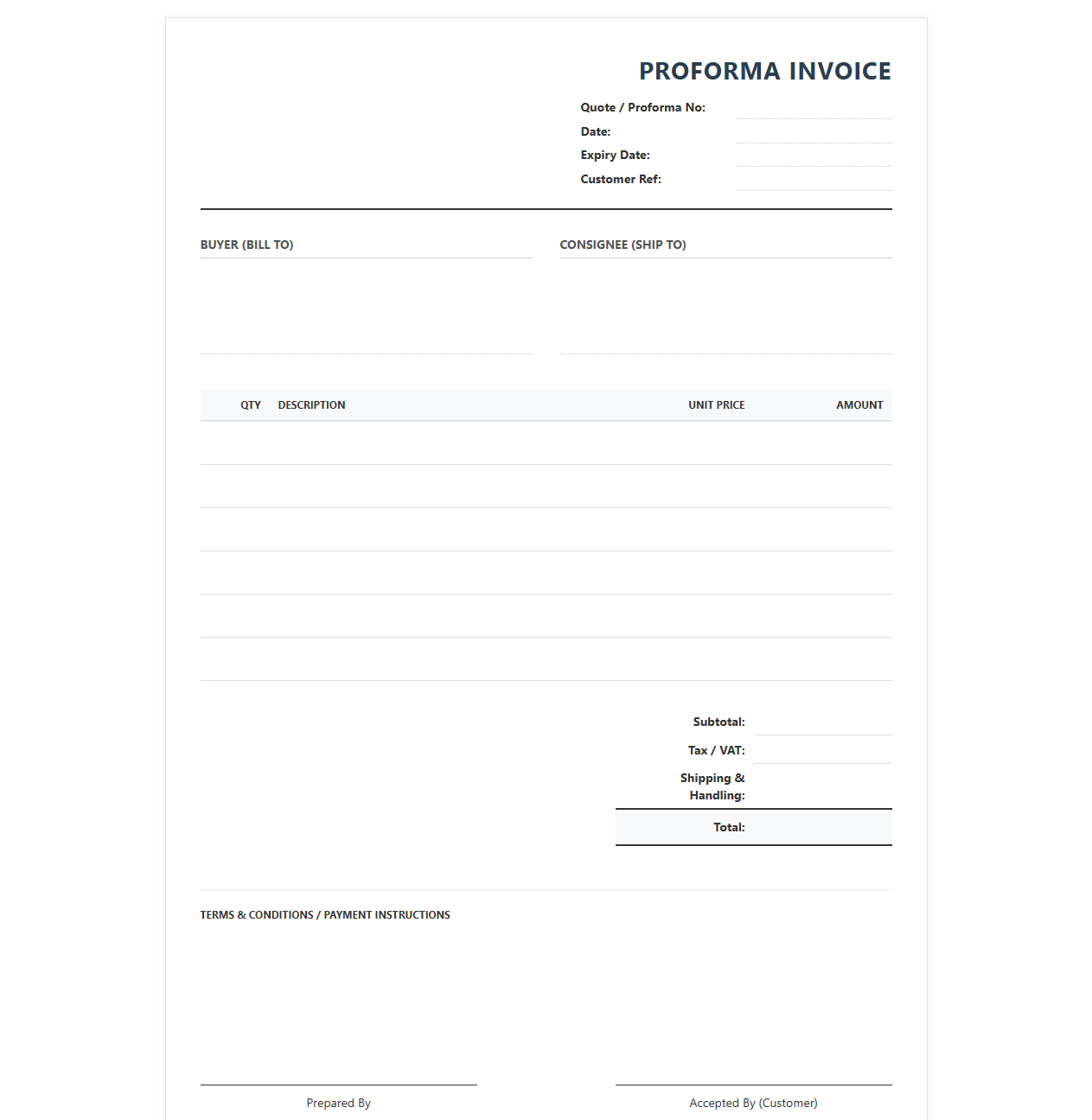 Estimate and Proforma Sales Invoice Template