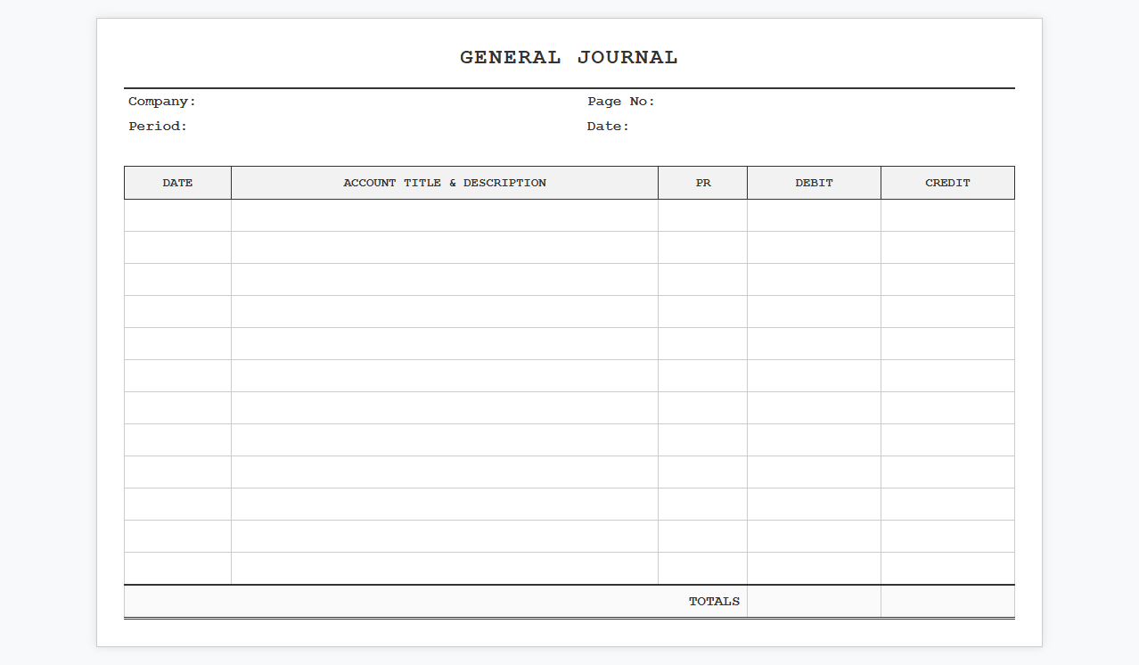 Financial Journal Entry Ledger Spreadsheet