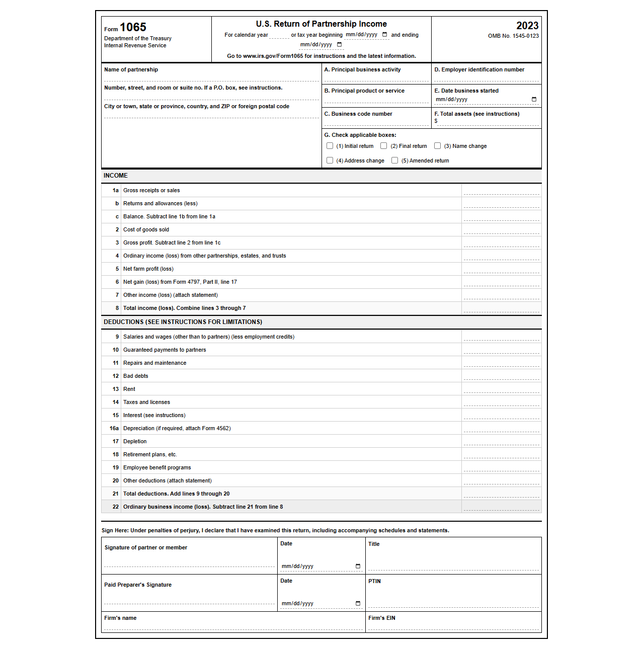Form 1065 Tax Return Preparation Template