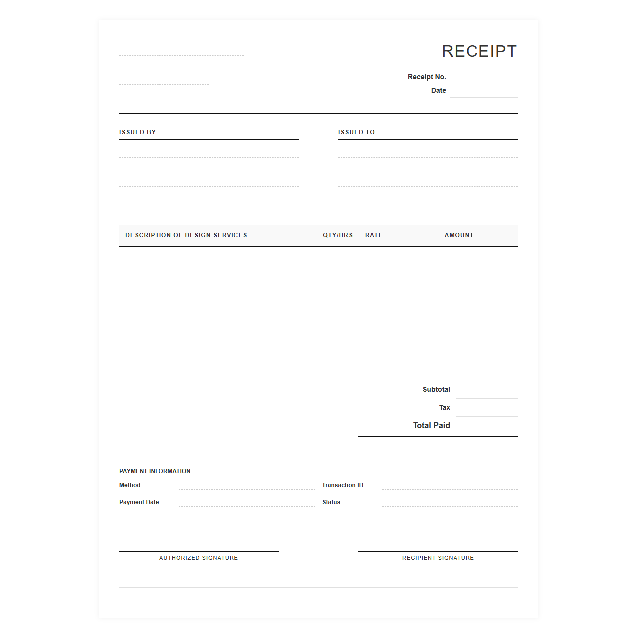 Freelance Graphic Design Service Receipt Template