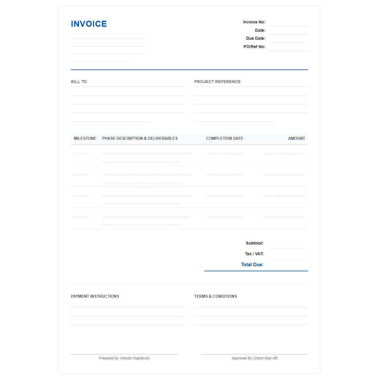 Milestone-Based Commercial Product Development Invoice