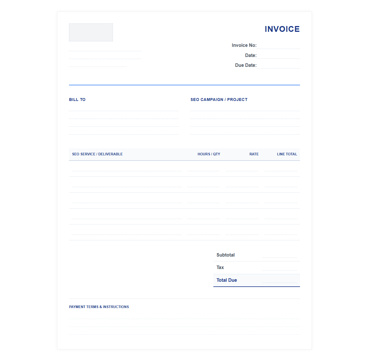 Monthly SEO Consulting Invoice