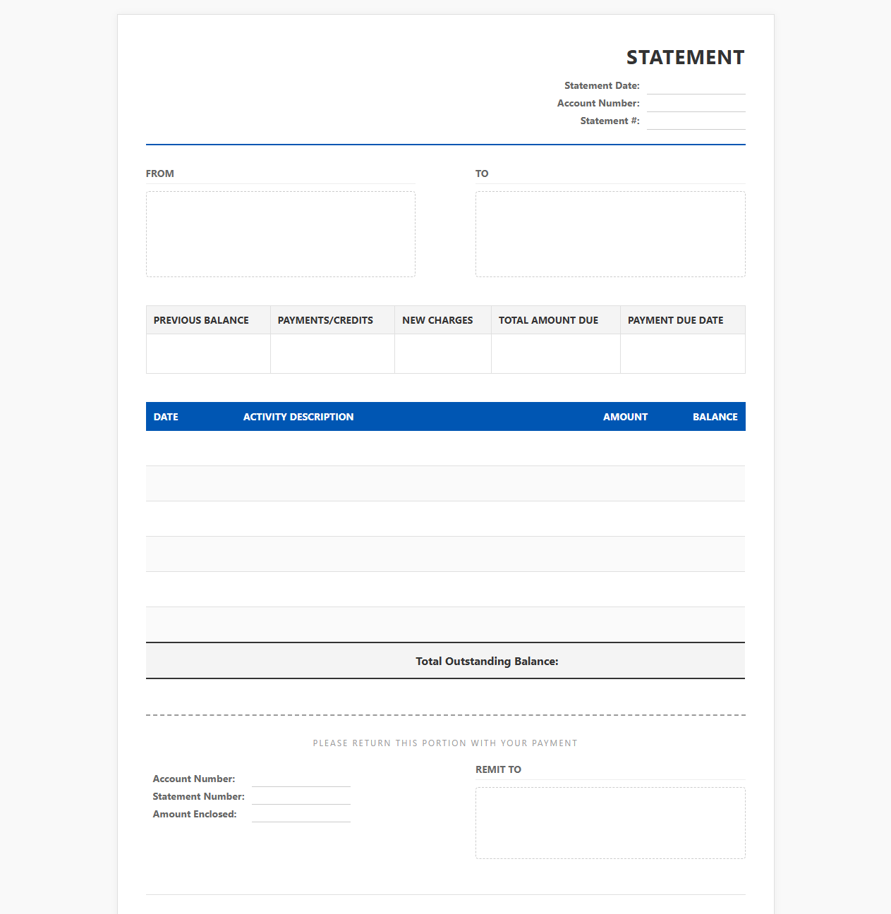 Online Billing Statement Template