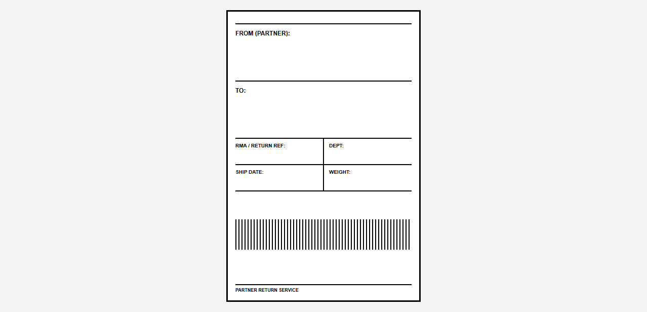 Partner Return Shipment Label Template