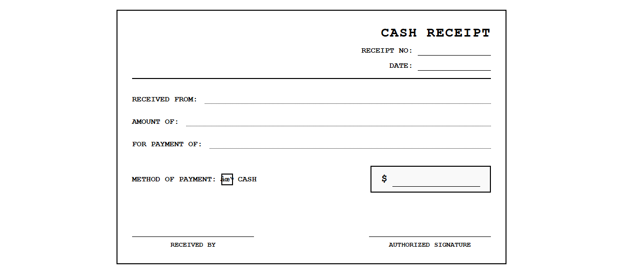 Printable Cash Payment Receipt