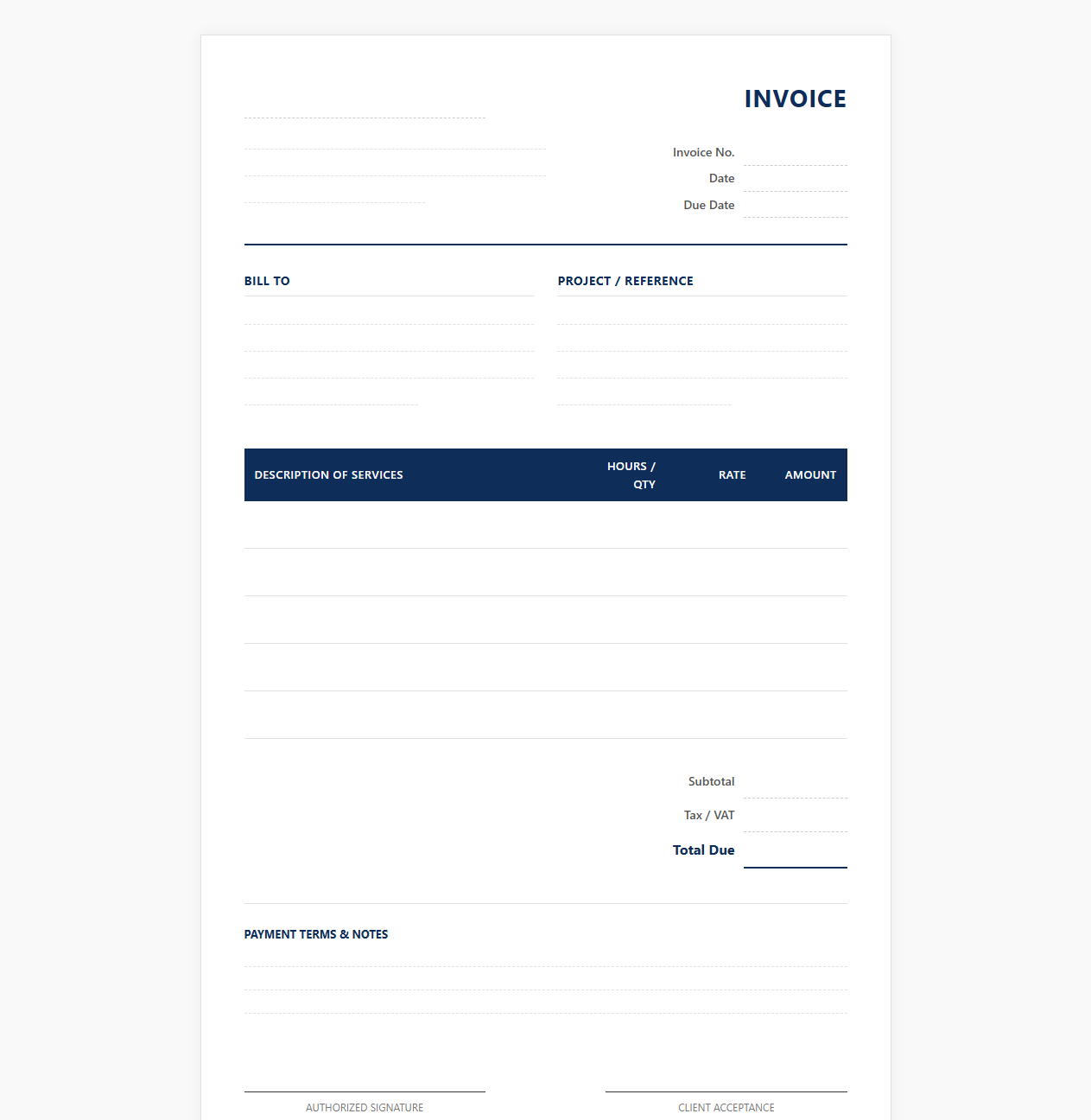 Professional Billing Services Invoice Template