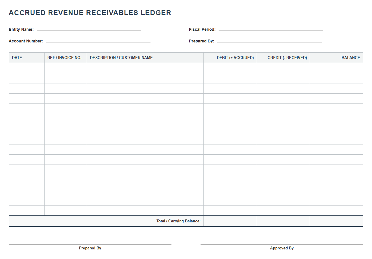 Receivables Accrued Revenue Ledger