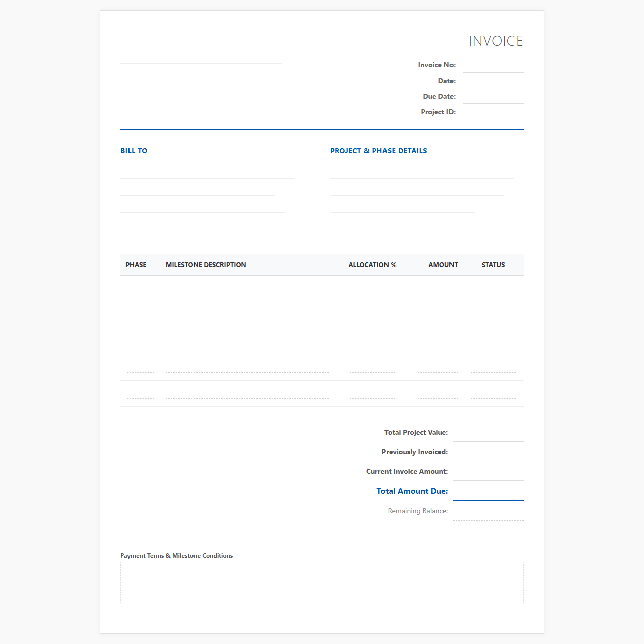 Retainer and Milestone Invoice Template