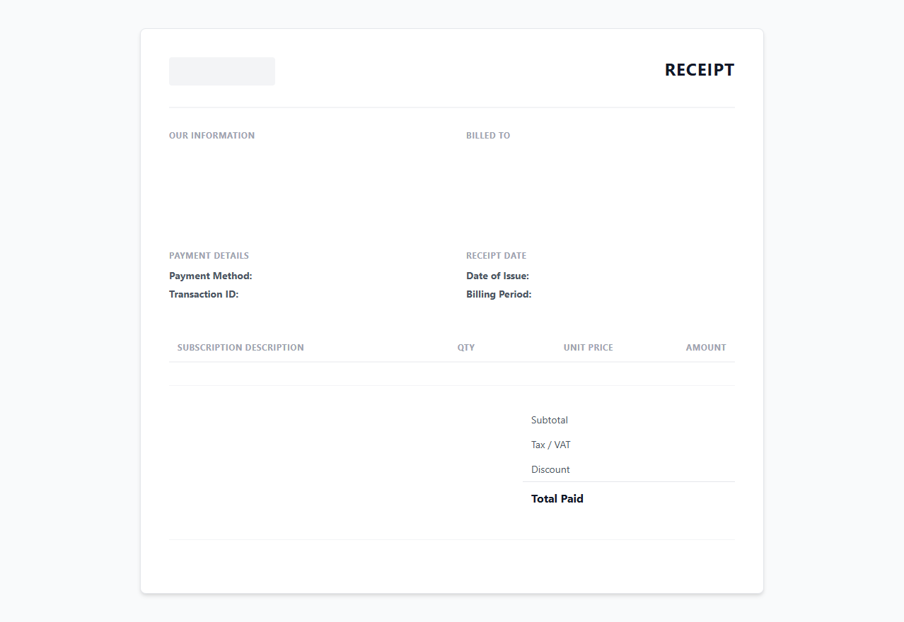 SaaS Subscription Billing Invoice Receipt