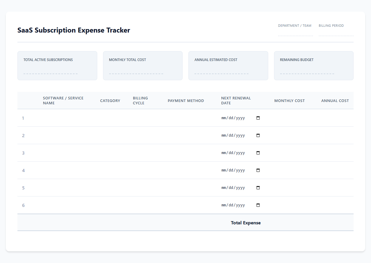 SaaS Subscription Expense Tracker