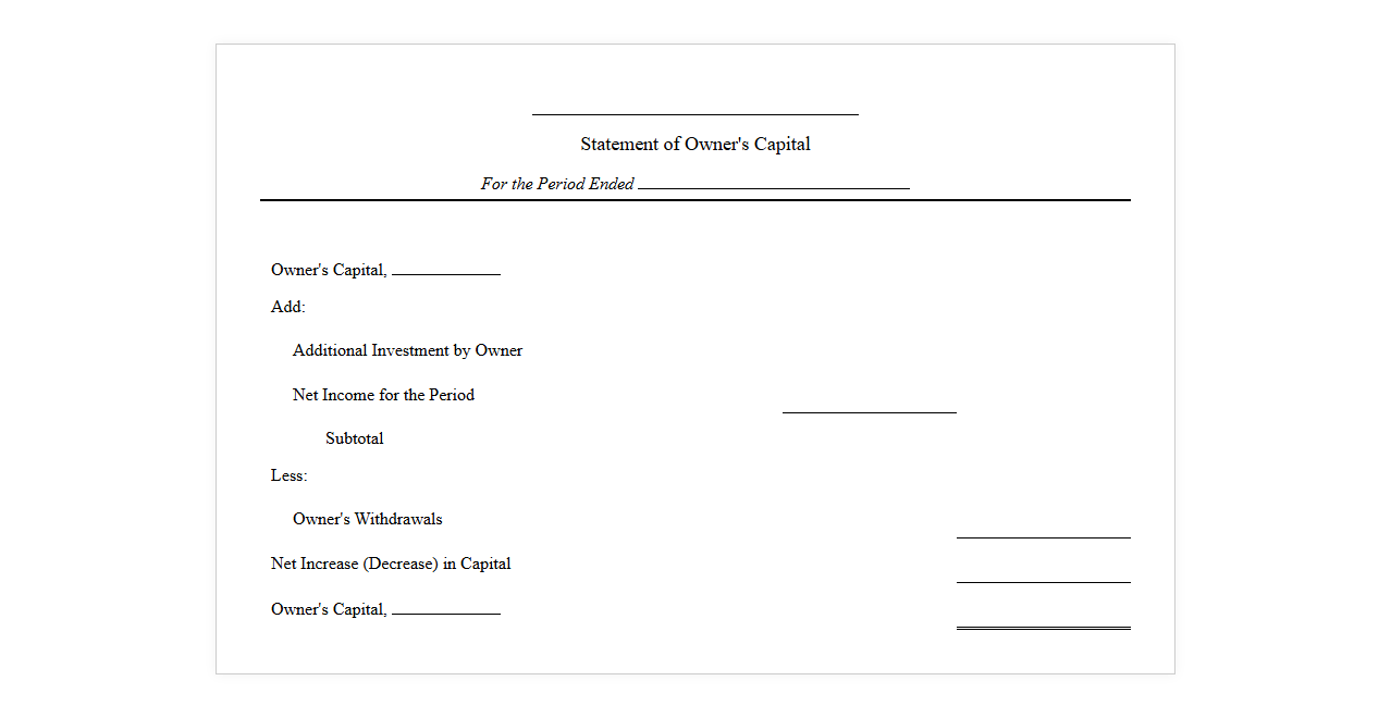 Statement of Owner's Capital Template