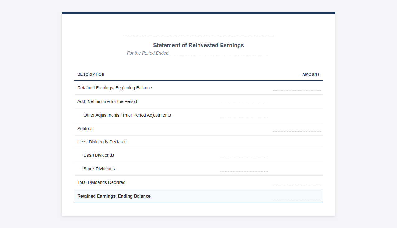 Accumulated Earnings Statement Template