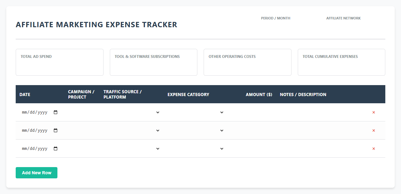 Affiliate Marketing Expense Tracker
