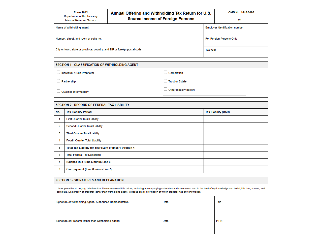Annual Return for Nonresident Alien Withholding