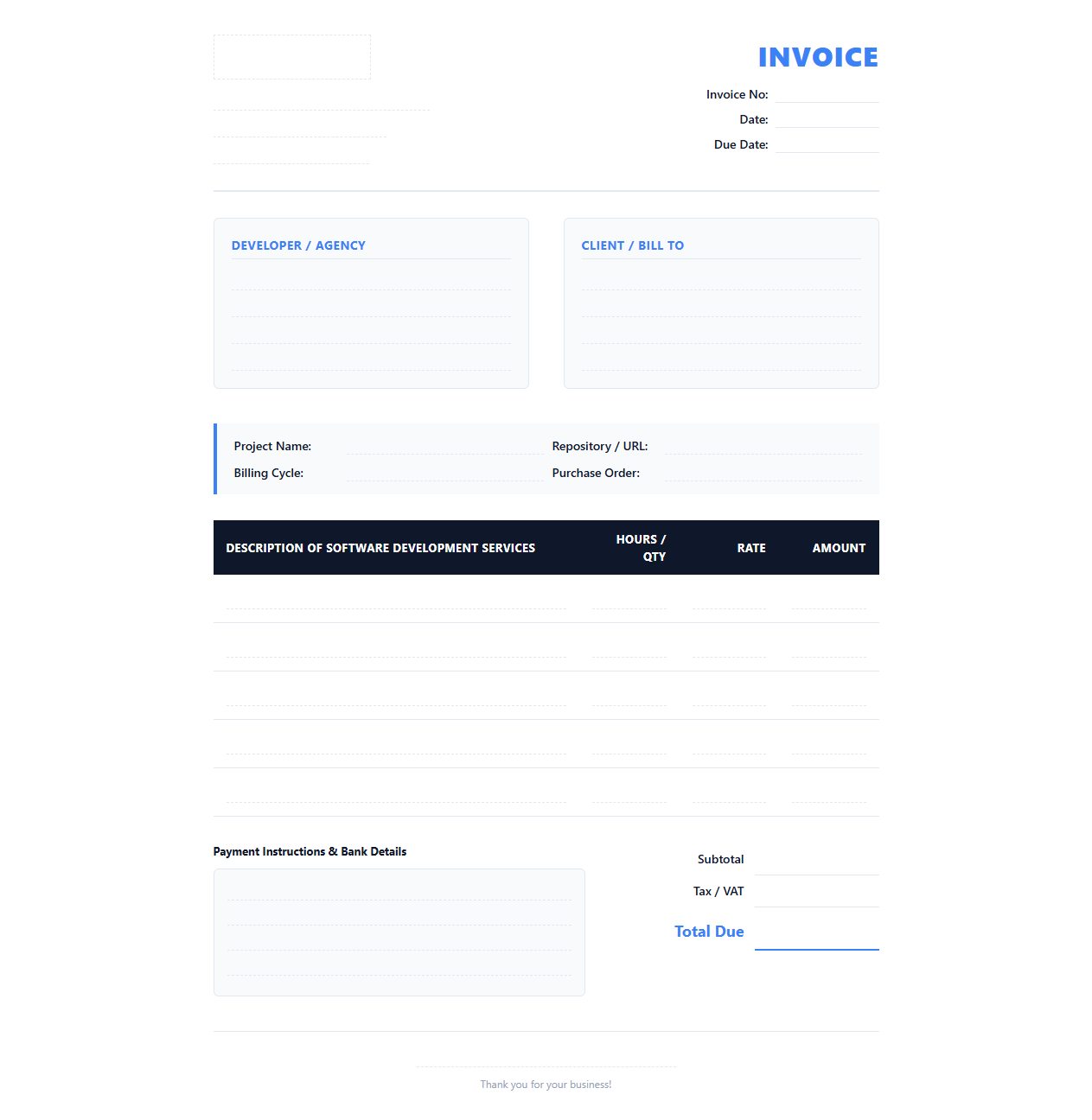 App and Web Development Services Invoice Template