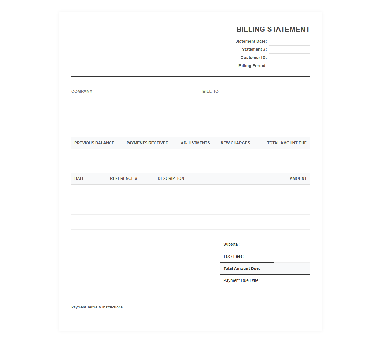Client Monthly Billing Summary Template