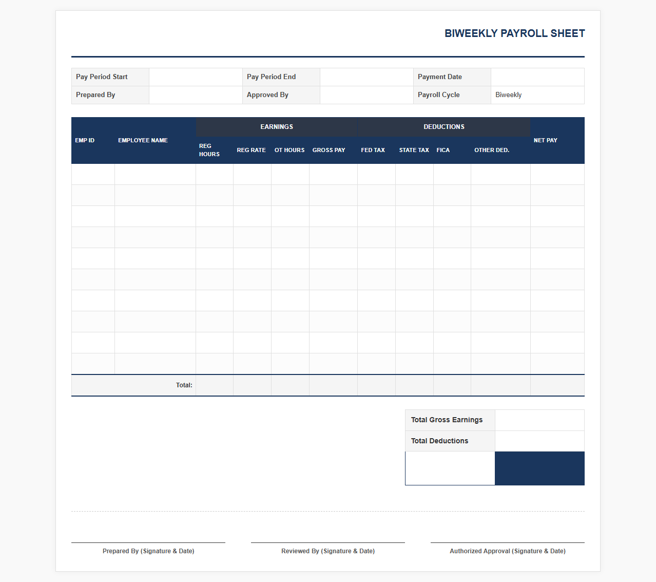 Corporate Biweekly Payroll Processing Template