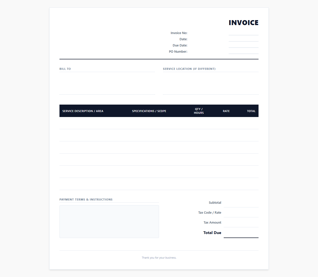 Corporate Office Deep Cleaning Invoice Template