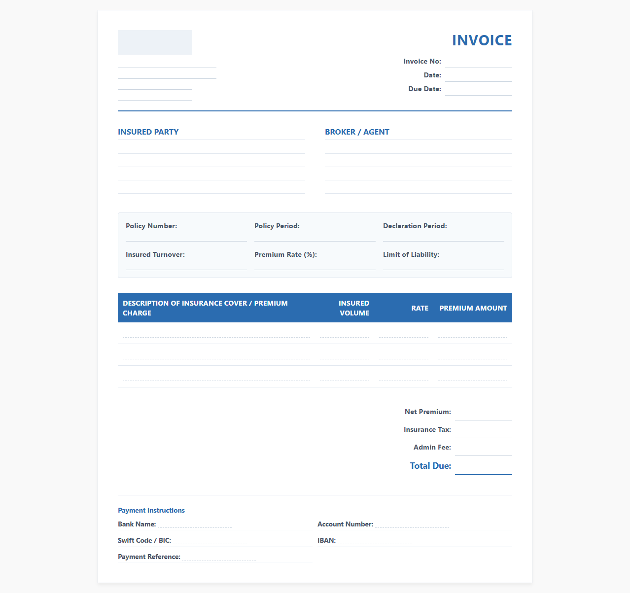 Credit Risk Insurance Invoice Format
