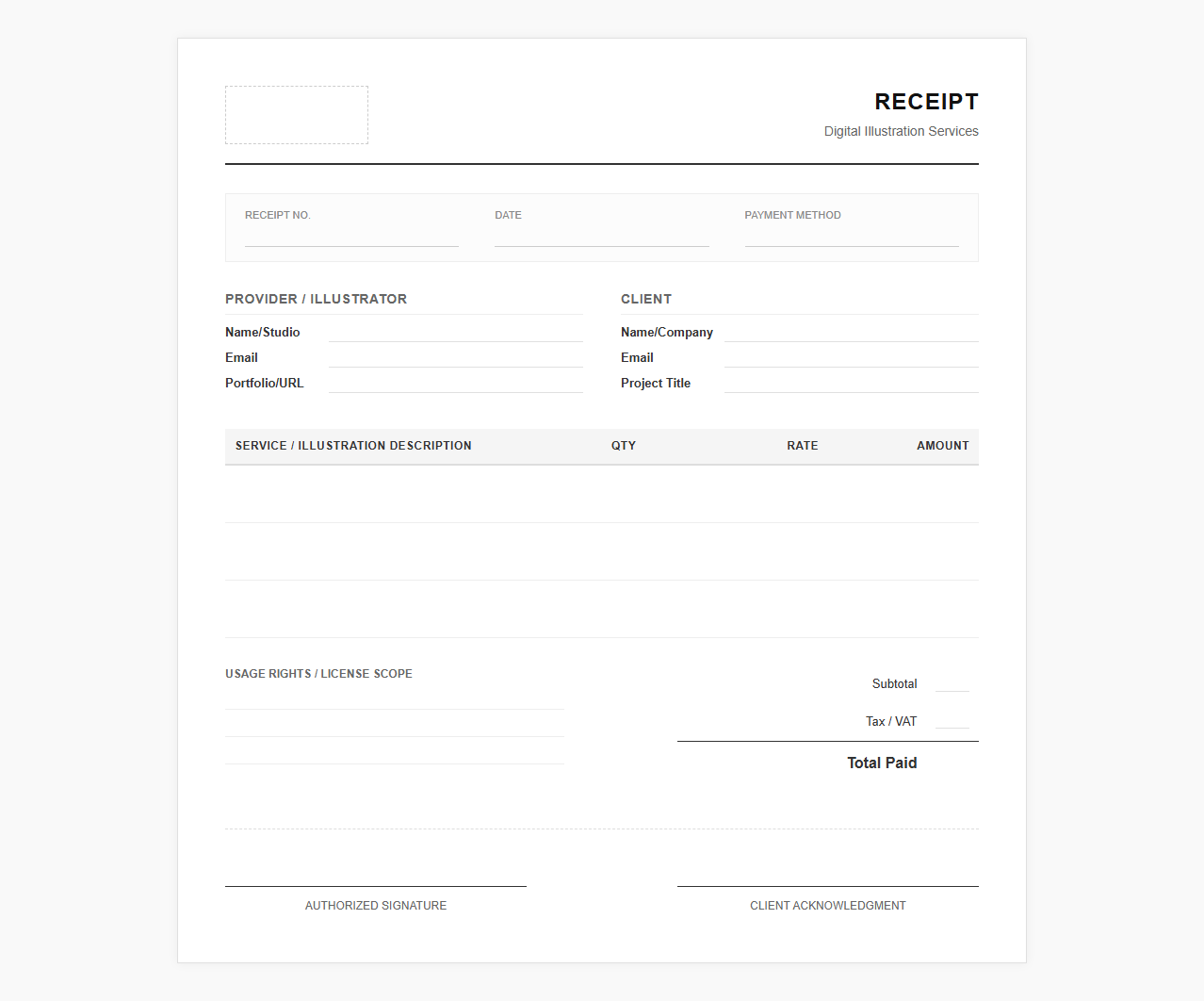 Digital Illustration Service Payment Receipt