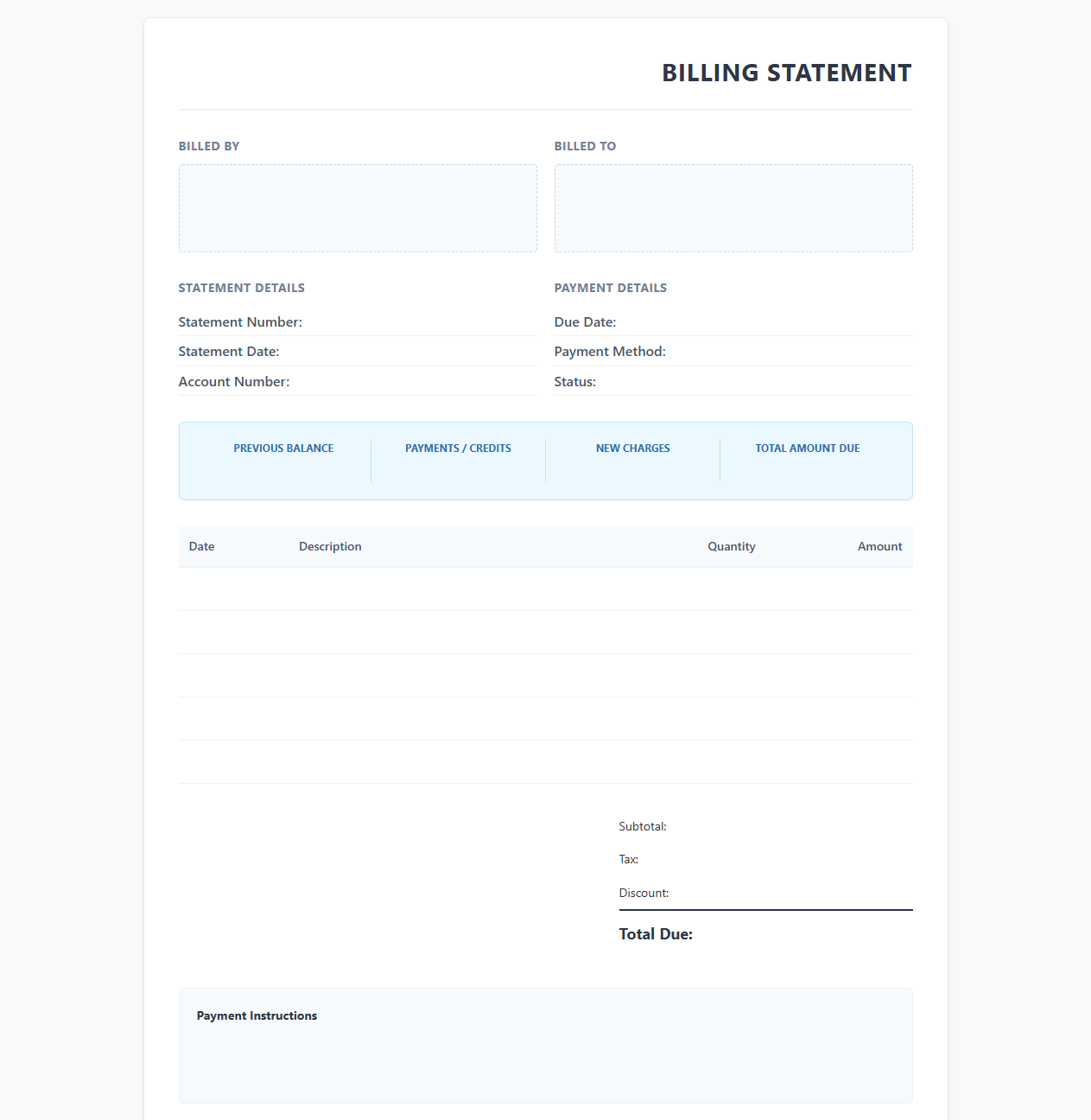 E-Billing Statement Template