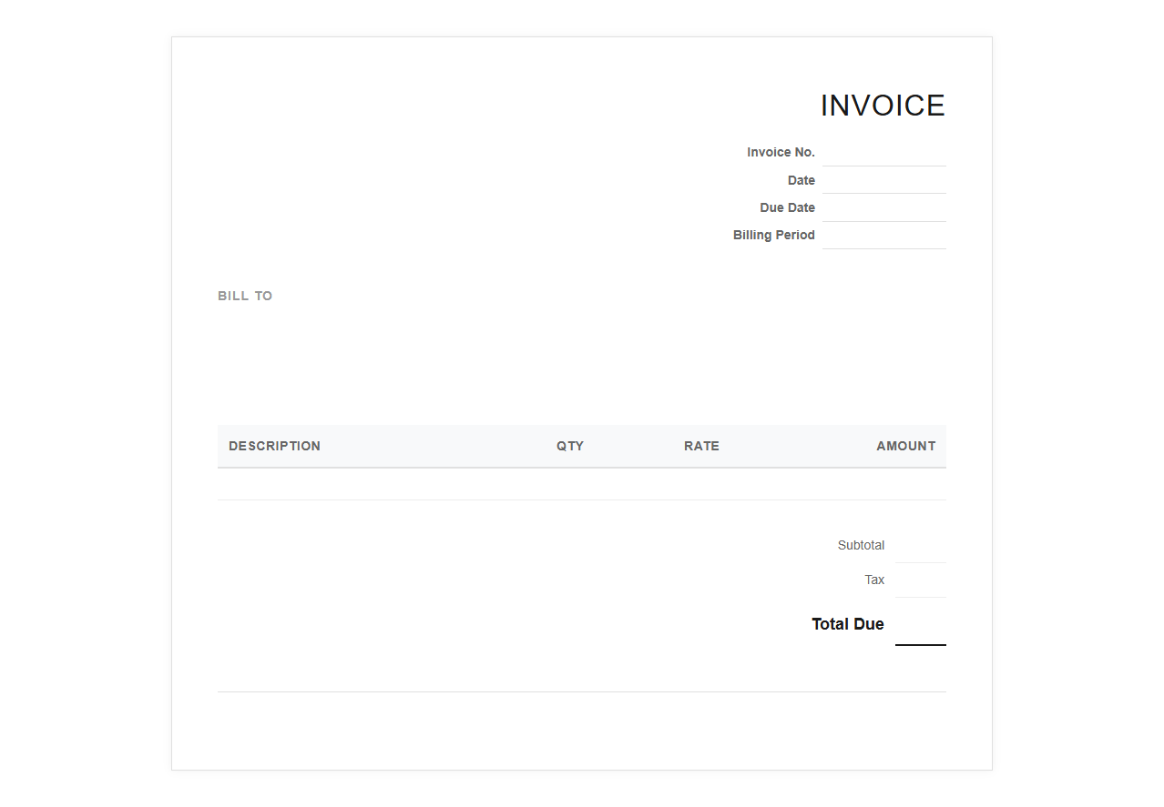 Flat Rate Monthly Retainer Invoice Template